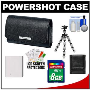 Canon PowerShot PSC-2060 Leather Digital Camera Case (Black) with 8GB Card + NB-4L Battery + Tripod + Accessory Kit - Digital Cameras and Accessories - Hip Lens.com