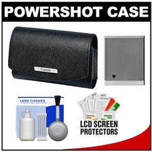 Canon PowerShot PSC-2060 Leather Digital Camera Case (Black) with NB-6L Battery + Cleaning Kit - Digital Cameras and Accessories - Hip Lens.com