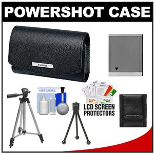 Canon PowerShot PSC-2060 Leather Digital Camera Case (Black) with NB-6L Battery + Tripod + Accessory Kit - Digital Cameras and Accessories - Hip Lens.com