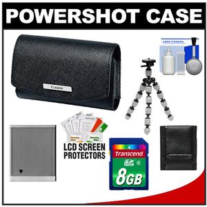 Canon PowerShot PSC-2060 Leather Digital Camera Case (Black) with 8GB Card + NB-6L Battery + Tripod + Accessory Kit - Digital Cameras and Accessories - Hip Lens.com