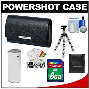 Canon PowerShot PSC-2060 Leather Digital Camera Case (Black) with 8GB Card + NB-9L Battery + Tripod + Accessory Kit - Digital Cameras and Accessories - Hip Lens.com
