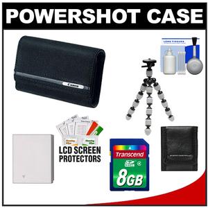 Canon PowerShot PSC-2070 Deluxe Soft Compact Digital Camera Case (Black) with 8GB Card + NB-4L Battery + Tripod + Accessory Kit - Digital Cameras and Accessories - Hip Lens.com