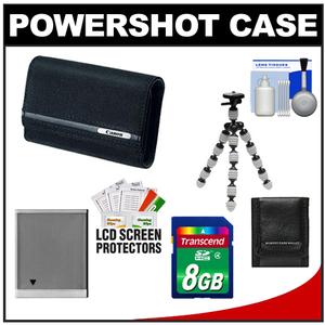 Canon PowerShot PSC-2070 Deluxe Soft Compact Digital Camera Case (Black) with 8GB Card + NB-6L Battery + Tripod + Accessory Kit - Digital Cameras and Accessories - Hip Lens.com