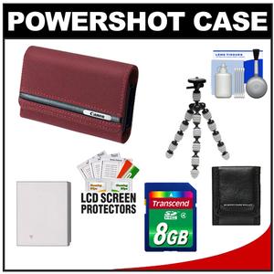 Canon PowerShot PSC-2070 Deluxe Soft Compact Digital Camera Case (Red) with 8GB Card + NB-4L Battery + Tripod + Accessory Kit - Digital Cameras and Accessories - Hip Lens.com