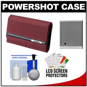 Canon PowerShot PSC-2070 Deluxe Soft Compact Digital Camera Case (Red) with NB-6L Battery + Cleaning Kit - Digital Cameras and Accessories - Hip Lens.com