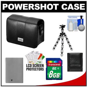 Canon PowerShot PSC-5100 Deluxe Leather Digital Camera Case (Black) with 8GB Card + NB-5L Battery + Tripod + Accessory Kit - Digital Cameras and Accessories - Hip Lens.com