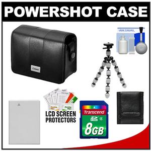 Canon PowerShot PSC-5100 Deluxe Leather Digital Camera Case (Black) with 8GB Card + NB-7L Battery + Tripod + Accessory Kit - Digital Cameras and Accessories - Hip Lens.com