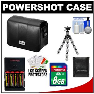 Canon PowerShot PSC-5100 Deluxe Leather Digital Camera Case (Black) with 8GB Card + (4) Batteries & Charger + Tripod + Accessory Kit - Digital Cameras and Accessories - Hip Lens.com