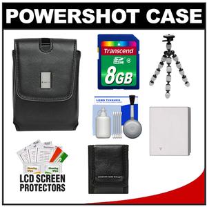 Canon PowerShot PSC-55 Deluxe Leather Digital Camera Case (Black) with 8GB Card + NB-4L Battery + Tripod + Accessory Kit - Digital Cameras and Accessories - Hip Lens.com
