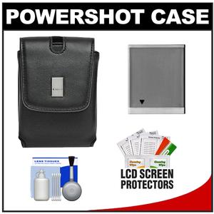 Canon PowerShot PSC-55 Deluxe Leather Digital Camera Case (Black) with NB-6L Battery + Cleaning Kit - Digital Cameras and Accessories - Hip Lens.com