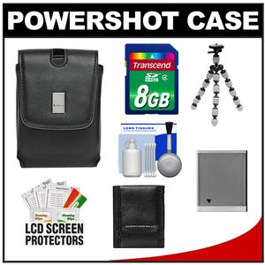 Canon PowerShot PSC-55 Deluxe Leather Digital Camera Case (Black) with 8GB Card + NB-6L Battery + Tripod + Accessory Kit - Digital Cameras and Accessories - Hip Lens.com