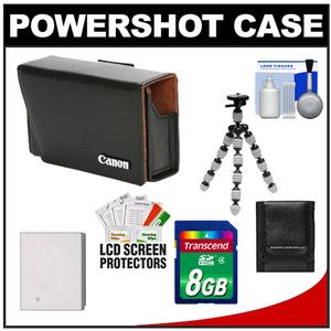 Canon PowerShot PSC-900 Deluxe Leather Compact Digital Camera Case (Black) with 8GB Card + NB-4L Battery + Tripod + Accessory Kit - Digital Cameras and Accessories - Hip Lens.com