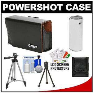 Canon PowerShot PSC-900 Deluxe Leather Compact Digital Camera Case (Black) with NB-9L Battery + Tripod + Accessory Kit - Digital Cameras and Accessories - Hip Lens.com
