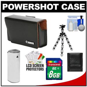 Canon PowerShot PSC-900 Deluxe Leather Compact Digital Camera Case (Black) with 8GB Card + NB-9L Battery + Tripod + Accessory Kit - Digital Cameras and Accessories - Hip Lens.com