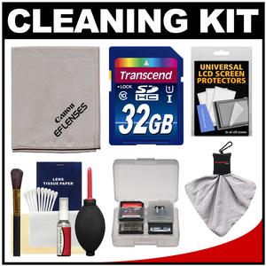 Canon Optical Digital Camera & Lens Cleaning Kit (Brush Microfiber Cloth Fluid & Tissue) with 32GB SDHC Card + Blower + Accessory Kit