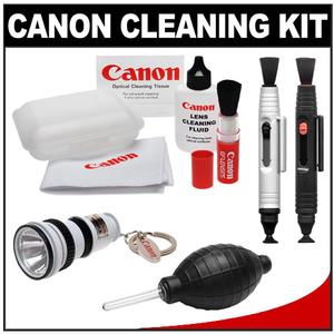 Canon Optical Digital Camera & Lens Cleaning Kit (Brush  Microfiber Cloth  Fluid & Tissue) with Flashlight Keychain + Blower + Lenspen + Digi-Klear - Digital Cameras and Accessories - Hip Lens.com