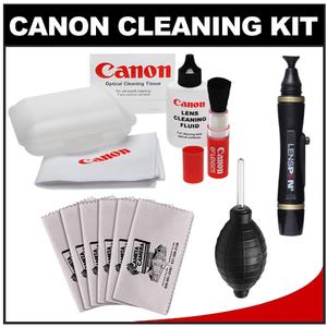 Canon Optical Digital Camera & Lens Cleaning Kit (Brush  Microfiber Cloth  Fluid & Tissue) with Lenspen + Hurricane Blower + 6 Cleaning Cloths
