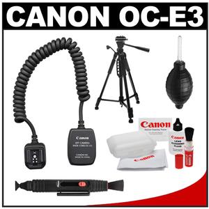 Canon OC-E3 Off-Camera Flash Shoe Cord with Canon Cleaning Kit + Tripod + Accessory Kit - Digital Cameras and Accessories - Hip Lens.com