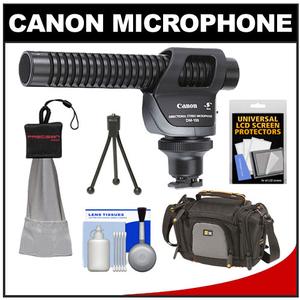 Canon DM-100 Directional Stereo Microphone with Case + Mini Spudz + Lens Cleaning Kit - Digital Cameras and Accessories - Hip Lens.com