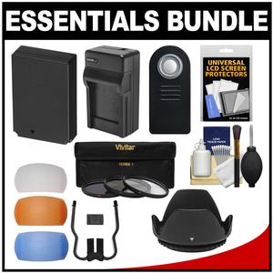 Essentials Bundle for Canon Rebel SL1 DSLR Camera & 18-55mm Lens with LP-E12 Battery + Charger + 3 UV/CPL/ND8 Filters + 3 Color Diffusers + Lens Hood + Kit Essentials Bundle for Canon Rebel SL1 DSLR Camera & 18-55mm Lens with LP-E12 Battery + Charger + 3 UV/CPL/ND8 Filters + 3 Color Diffusers + Lens Hood + Kit