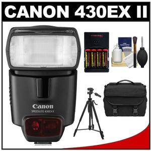 Canon Speedlite 430ex Ii Flash With Case Tripod 4 Batteries