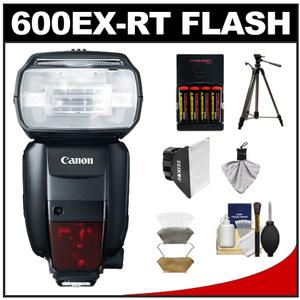 Canon Speedlite 600EX-RT Flash with Canon Tripod + Soft Box + Diffuser + (4) Batteries & Charger + Accessory Kit - Digital Cameras and Accessories - Hip Lens.com