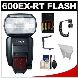 Canon Speedlite 600EX-RT Flash with Bracket & Cord + Reflector + Batteries & Charger + Cleaning Kit - Digital Cameras and Accessories - Hip Lens.com