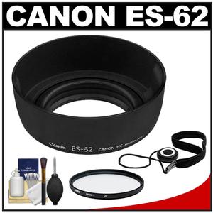 Canon ES-62 Lens Hood with 62-L Adapter Ring for EF 50mm f/1.8 II with UV Filter & Accessory Kit - Digital Cameras and Accessories - Hip Lens.com