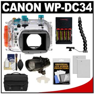 Canon WP-DC34 Waterproof Underwater Housing Case for PowerShot G11 & G12 Digital Camera with Intova ISS 4000 Slave Flash & Mounting Bracket + Accessory Kit - Digital Cameras and Accessories - Hip Lens.com