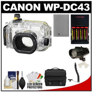 Canon WP-DC43 Waterproof Underwater Housing Case for PowerShot S100 Digital Camera with NB-5L Battery + (4) AA Batteries/Charger + Case + Flash + Cleaning & Acc - Digital Cameras and Accessories - Hip Lens.com