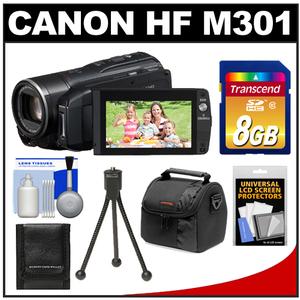 Canon Vixia HF M301 Flash Memory HD Digital Video Camcorder - Refurbished with 8GB Card + Case + Cleaning Accessory Kit - Digital Cameras and Accessories - Hip Lens.com