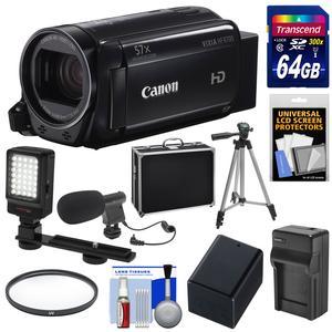 Canon Vixia HF R700 1080p HD Video Camcorder (Black) with 64GB Card + Battery & Charger + Hard Case + Tripod + LED Light + Microphone + Kit