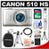 Canon PowerShot 510 HS Digital Elph Camera (Silver) with 16GB Card + Battery + Case + Tripod + HDMI Cable + Accessory Kit