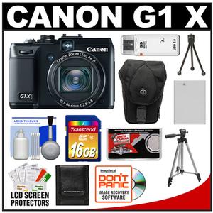 Canon PowerShot G1 X Digital Camera with 16GB Card + Battery + Case + Tripod + Accessory Kit - Digital Cameras and Accessories - Hip Lens.com