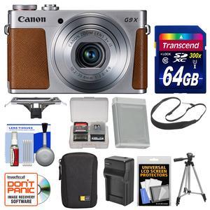 Canon PowerShot G9 X Wi-Fi Digital Camera (Silver) with 64GB Card + Case + Battery & Charger + Tripod + Sling Strap + Kit