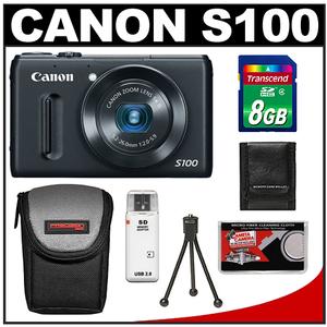 Canon PowerShot S100 Digital Camera (Black) with 8GB Card + Case + Accessory Kit - Digital Cameras and Accessories - Hip Lens.com