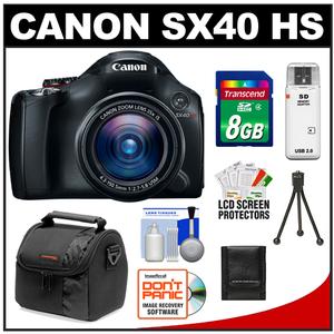 Canon PowerShot SX40 HS Digital Camera (Black) with 8GB Card + Case + Accessory Kit - Digital Cameras and Accessories - Hip Lens.com