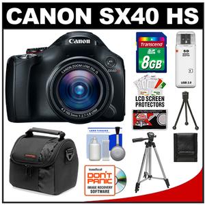 Canon PowerShot SX40 HS Digital Camera (Black) with 8GB Card + Case + Tripod + Accessory Kit - Digital Cameras and Accessories - Hip Lens.com
