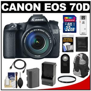 Canon EOS 70D Digital SLR Camera & EF-S 18-135mm IS STM Lens with 32GB Card + Battery & Charger + Backpack + Filter + Accessory Kit