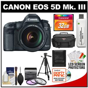 Canon EOS 5D Mark III Digital SLR Camera with EF 24-105mm L IS USM Lens with 32GB Card + Case + 3 UV/FLD/CPL Filters + Tripod + Accessory Kit - Digital Cameras and Accessories - Hip Lens.com