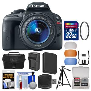 Canon EOS Rebel SL1 Digital SLR Camera & EF-S 18-55mm IS STM Lens (Black) with 32GB Card + Case + Battery & Charger + Tripod + Filter + Kit