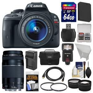 Canon EOS Rebel SL1 Digital SLR Camera & EF-S 18-55mm IS STM Lens (Black) with 75-300mm III Lens + 64GB Card + Case + Flash + Battery & Charger + Tele\/Wide Lens Kit Canon EOS Rebel SL1 Digital SLR Camera & EF-S 18-55mm IS STM Lens (Black) with 75-300mm III Lens + 64GB Card + Case + Flash + Battery & Charger + Tele\/Wide Lens Kit