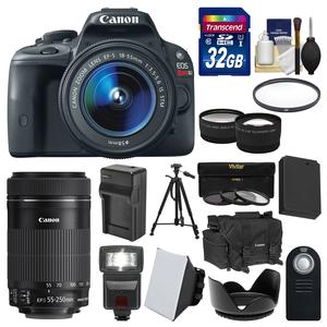 Canon EOS Rebel SL1 Digital SLR Camera & EF-S 18-55mm IS STM Lens (Black) with 55-250mm IS STM Lens + 32GB Card + Case + Flash + Battery\/Chgr + Tripod + 2 Lens Kit Canon EOS Rebel SL1 Digital SLR Camera & EF-S 18-55mm IS STM Lens (Black) with 55-250mm IS STM Lens + 32GB Card + Case + Flash + Battery\/Chgr + Tripod + 2 Lens Kit