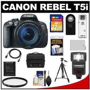 Canon EOS Rebel T5i Digital SLR Camera & EF-S 18-135mm IS STM Lens with 32GB Card + Battery + Case + Flash + Filter + Remote + Tripod + Accessory Kit