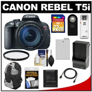 Canon EOS Rebel T5i Digital SLR Camera & EF-S 18-135mm IS STM Lens with 32GB Card + Battery & Charger + Backpack + Filter + HDMI Cable + Accessory Kit