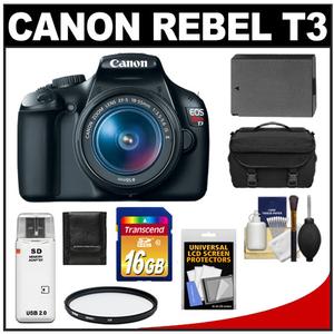 Canon EOS Rebel T3 Digital SLR Camera Body & EF-S 18-55mm IS II Lens - Refurbished with 16GB Card + Battery + Filter + Case + Accessory Kit - Digital Cameras and Accessories - Hip Lens.com