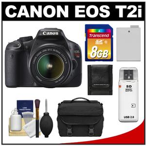 Canon EOS Rebel T2i Digital SLR Camera Body & EF-S 18-55mm IS Lens (Black) - Refurbished with 8GB Card + Battery + Case + Accessory Kit - Digital Cameras and Accessories - Hip Lens.com