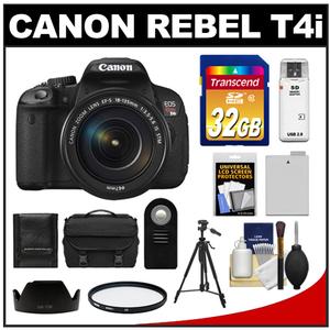 Canon EOS Rebel T4i Digital SLR Camera Body & EF-S 18-135mm IS STM Lens with 32GB Card + Battery + Case + Tripod + Filter + Remote + Accessory Kit - Digital Cameras and Accessories - Hip Lens.com