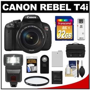 Canon EOS Rebel T4i Digital SLR Camera Body & EF-S 18-135mm IS STM Lens with 32GB Card + Flash + Battery + Case + Filter + Remote + Accessory Kit - Digital Cameras and Accessories - Hip Lens.com