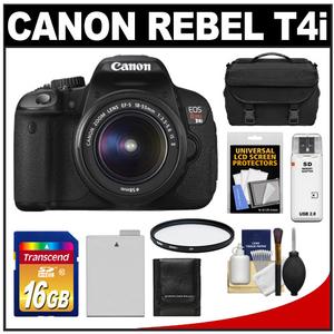 Canon EOS Rebel T4i Digital SLR Camera Body & EF-S 18-55mm IS II Lens with 16GB Card + Battery + Case + Filter + Accessory Kit - Digital Cameras and Accessories - Hip Lens.com